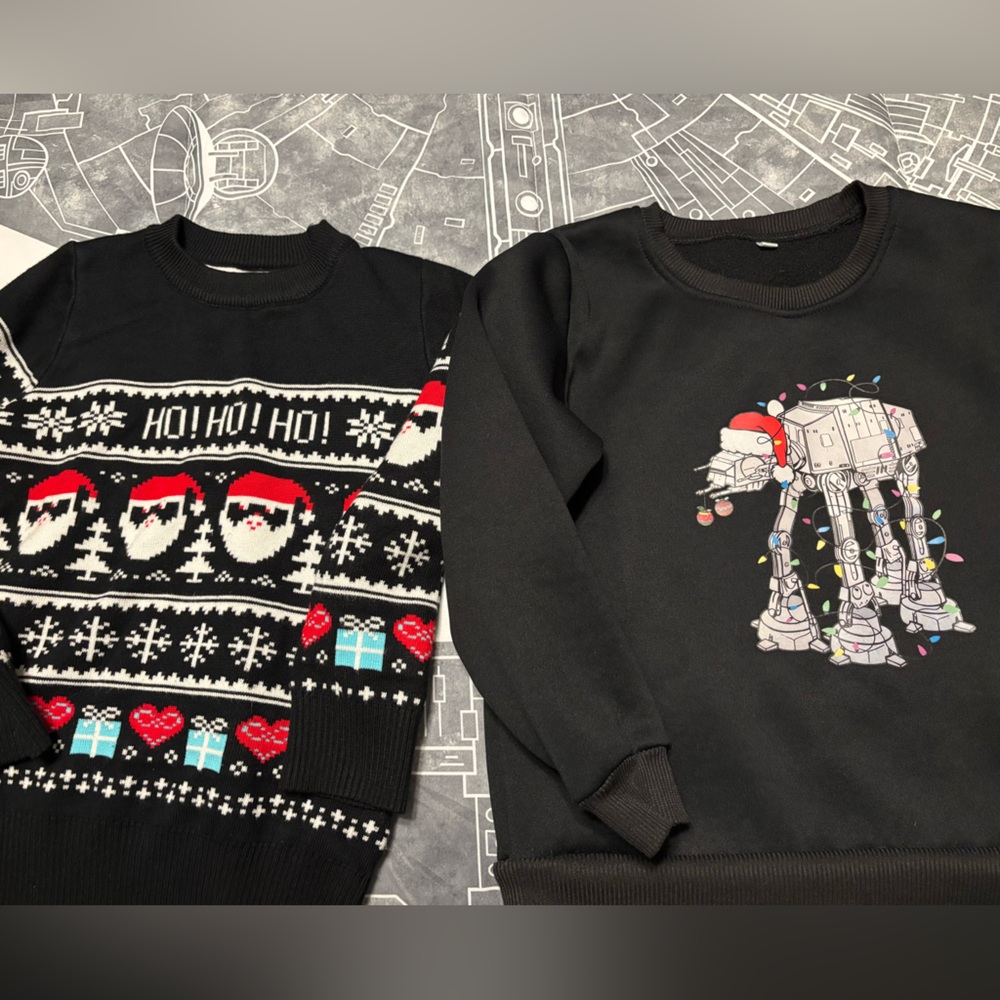Black and Red Cozy Sweatshirt with Festive Patterns